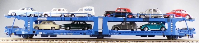 Wagon Jouef HJ6627 HO – SNCF Wagon Brambles Porte-auto Articulé 3 Essieux, Occasion