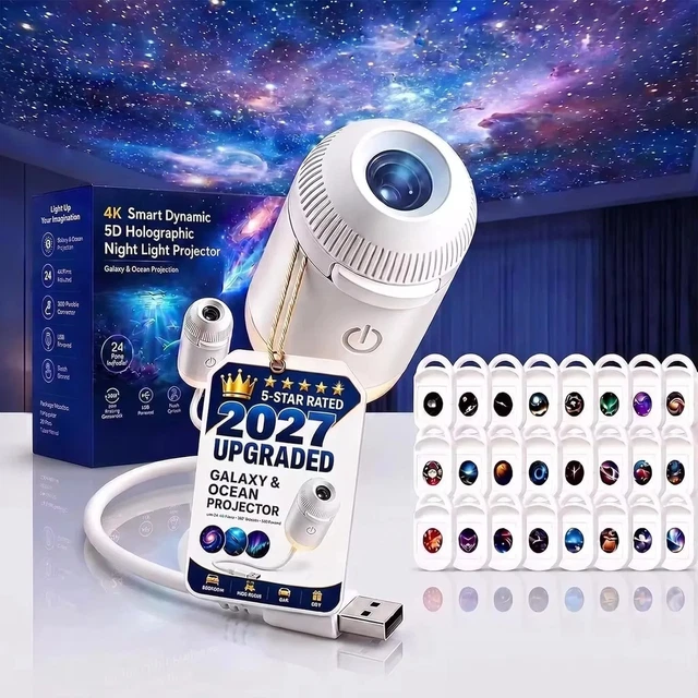 5D HOLOGRAPHIC GALAXY Ocean Projector, 360° Adjustable 24 Films USB £11 ...