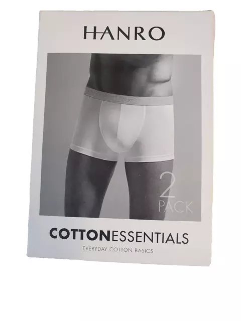 Hanro Men's White Boxer Briefs Grey Trim PK2  Damaged Box 07 3078 Size XL   G4 3