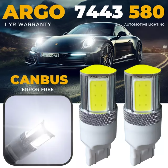 T20 W21/5w 580 Led White Side Light Bulbs Xenon DRL Reverse Cob 7443 Bulbs 12v