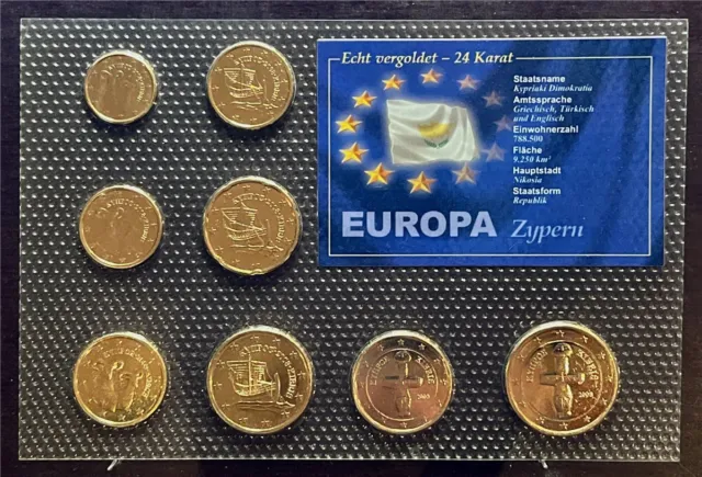 KMS - Zypern 2008 - EURO-Kurzmünz. "Echt vergoldet", ("Folie verschweißt")