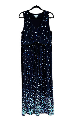 CHRISTOPHER & BANKS Black Polka Dot Sleeveless Maxi Dress Size L