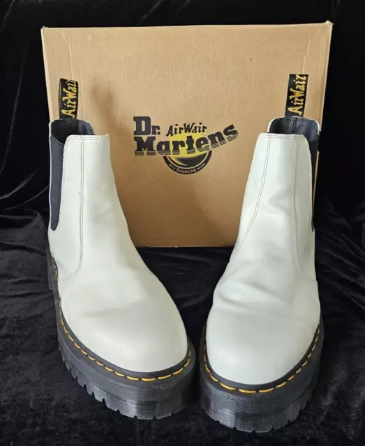 DR. MARTENS 2976 Quad Platform Chelsea Boot White Leather Size 12 $125. ...