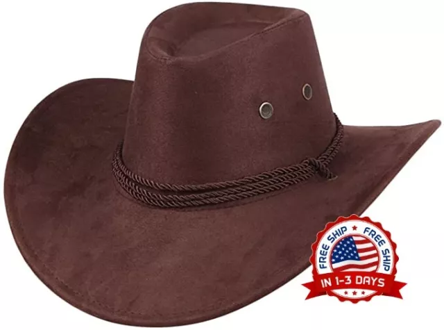 Sombrero Para Hombre De Ala Ancha Con Correa Fieltro Falso Occidental Vaquero