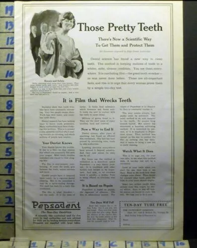 1920 Pepsodent Tooth Paste Dental York School Girl Brush Health Art Ad  Av14