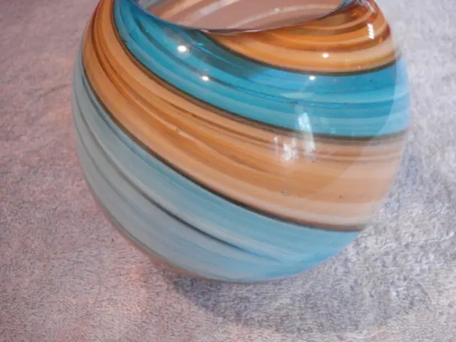 Vintage Multi-Color Swirls Orb Shaped Art Glass Vase