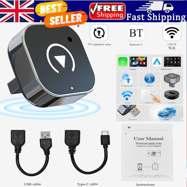 2025 WIRELESS CARPLAY Android Auto Adapter USB Dongle Smart Mini Box ...