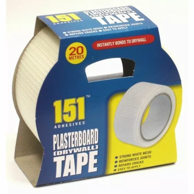 Adhesive Plasterboard Tape Strong White Mesh Reinforces Joints Repairs Cracks UK