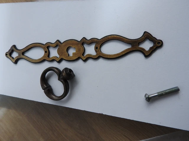 2 Entrées De Serrure Laiton Doré Style Malouin - Pièces Anciennes Pour Meuble