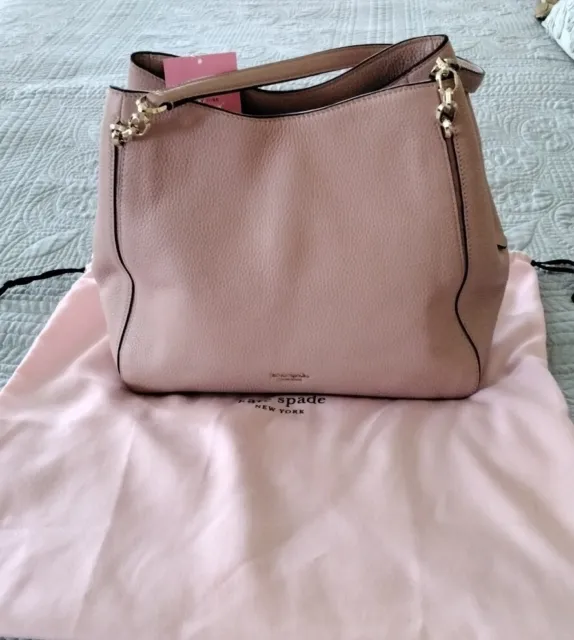 Kate Spade Triple Compartment Shoulder Bag Tote Rose Pink Leather New with Tag