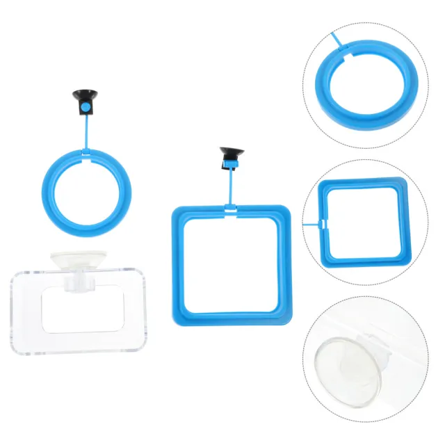 3 Pcs Fish Food Feeding Circle Acrylic Floating Square Aquarium Ring