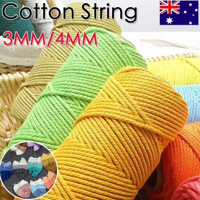 3mm/4mm Natural Cotton Twisted Cord Craft Macrame Artisan Rope Weaving Wire AU