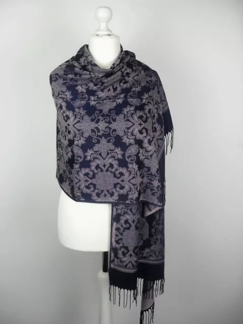 Pashmina Schal Tuch Stola Hijab 55% Viskose & 45% Polyacryl Marineblau 183x70cm