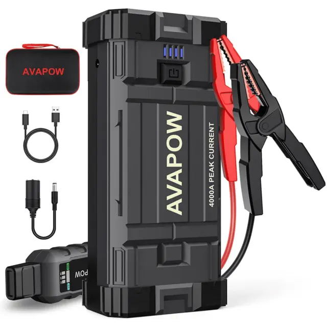 AVAPOW Car Jump Starter, 4000A Peak Battery Jump Starter (For All Gas or up to 1