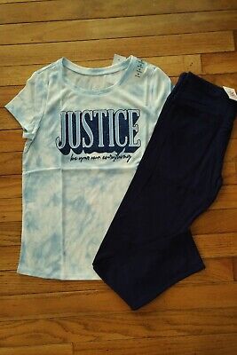 NWT Girls Justice Outfit Logo Top/Leggings Size 10 12