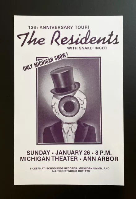 The Residents vintage concert poster Michigan Theater 13th Anniversary Tour