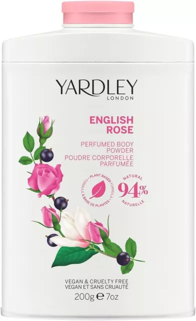 Yardley London English Rose parfümiertes Körperpulver 200g | 3er Pack | Verkaufsartikel