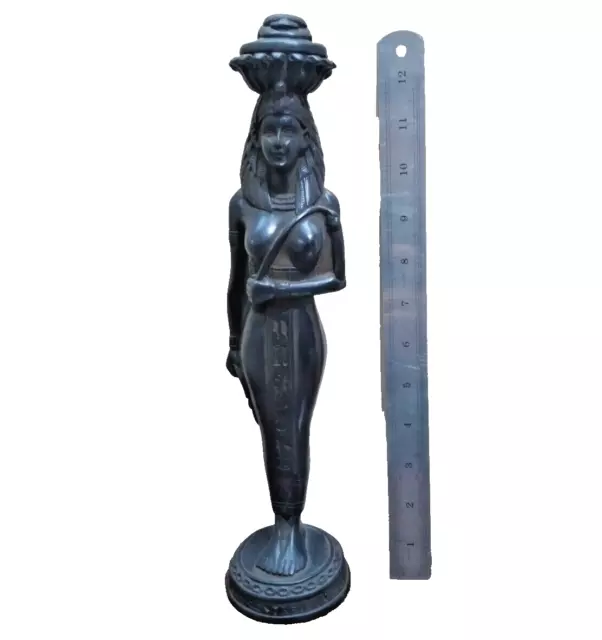 Isis ÚNICA RARA ANTIGUA ANTIGUA Estatua egipcia Diosa Isis Lleva Escarabajo