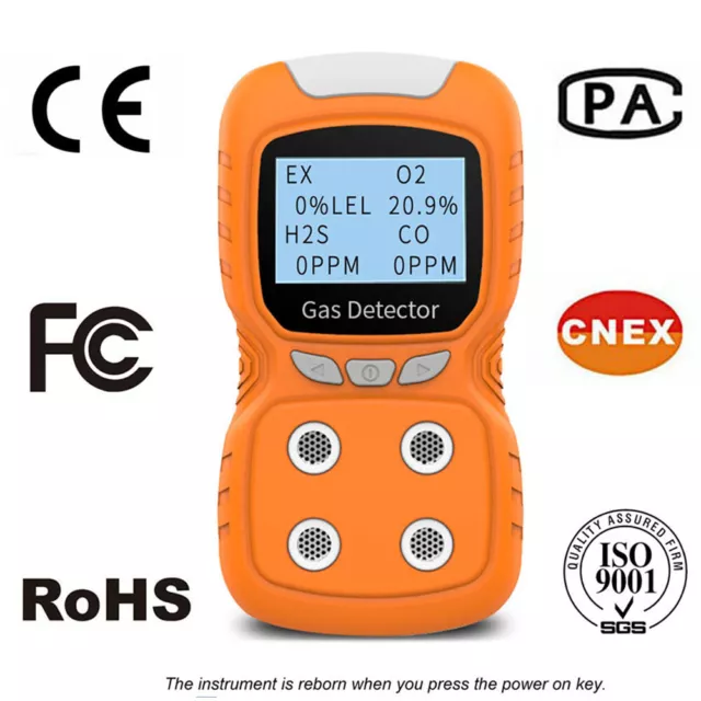 4 in 1 Toxic Harmful Gas Detector CO H2S O2 EX Gas Analyzer Air Quality Monitor