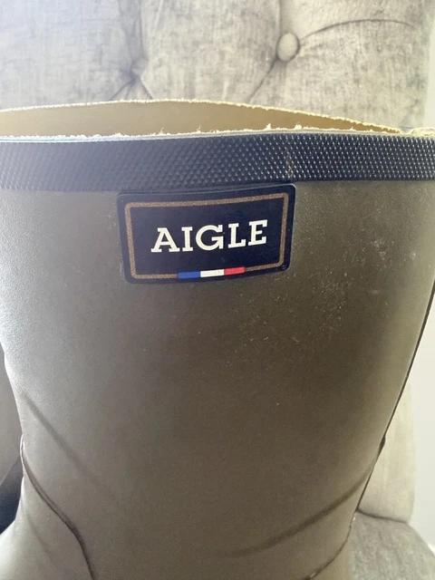 AIGLE BISON 2 Wellington Rubber Hunting Rain Boots Green US 9.5 EU 43 £ ...