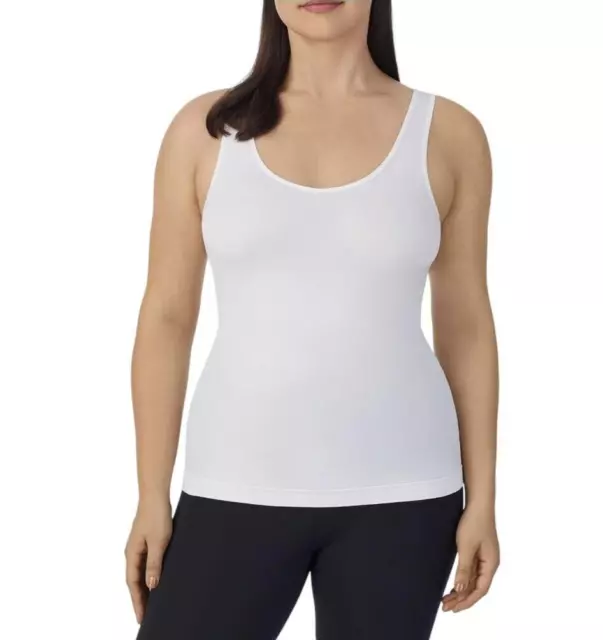 Lot 2 Ellen Tracy Women's Seamless Reversible Camisole V or Scoop Neck White 7/L