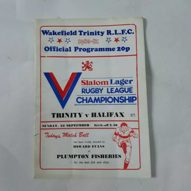 WAKEFIELD TRINITY vs HALIFAX - Rugby League Programme. 1980-1981