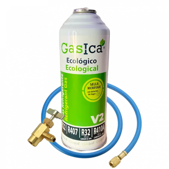 Envase Gas Ecologico Refrigerante V2 Sustituto R22/R407C/R410A Con Valvula Y Man