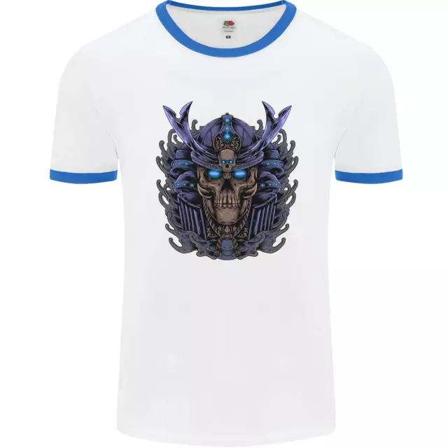 T-shirt Samurai Skull MMA Palestra Arti Marziali Allenamento Uomo Anello Bianco 3
