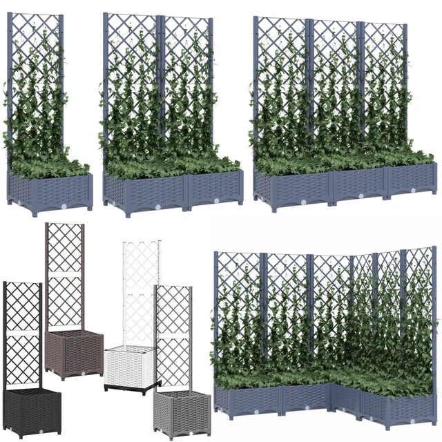 2x KREHER Gartenspalier Mit Pflanzkasten - 142cm Rankgitter Anthrazit