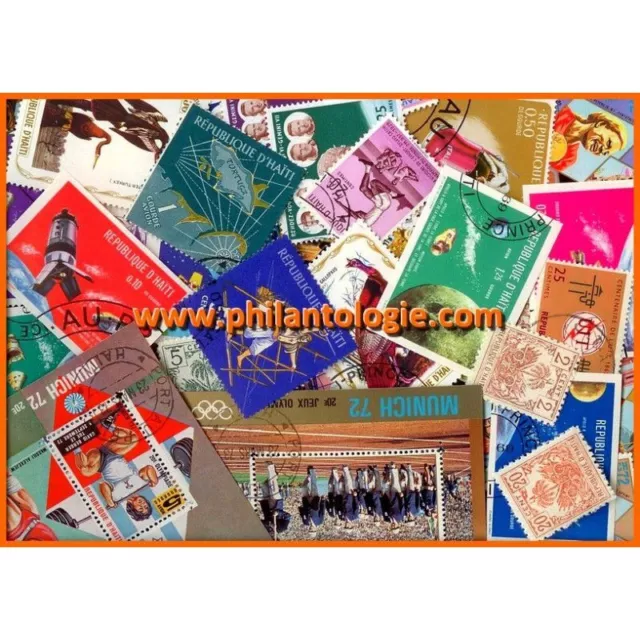 Haïti 25 timbres de collection tous différents.