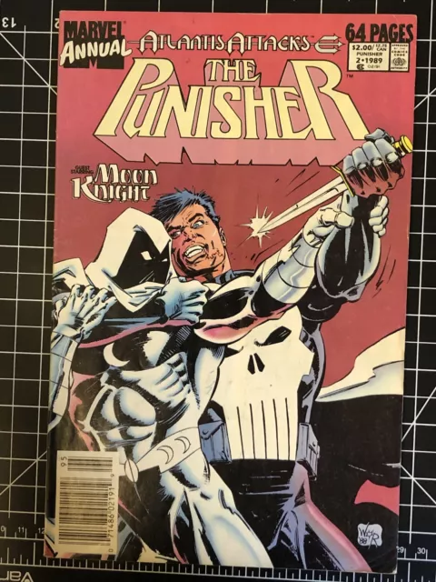 PUNISHER Annual #2 - 1989 Marvel - 1st Punisher vs Moon Knight - Newsstand - B6