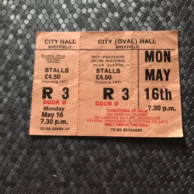 Iron Maiden Unused ticket Sheffield City Hall 16/05/83 #R3  World Piece  tour