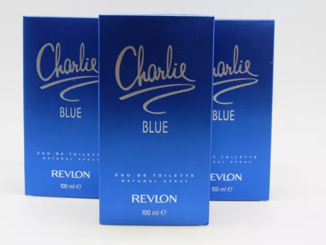 CHARLIE BLUE by Revlon Perfume 3.4 oz edt New in Box (Pack of 3)