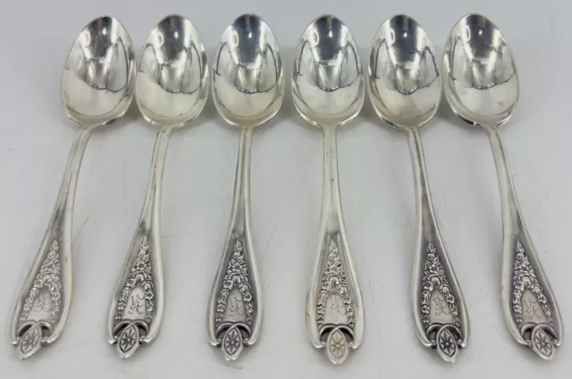 OLD COLONY 1911 Teaspoon SET 6 Silver Plated By 1847 Rogers Bros. Monogram K