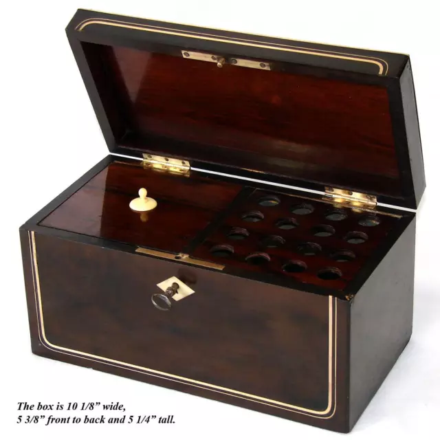 Antique French Napoleon III Era 10" Tobacco & Cigars Box, Casket: Walnut & Brass 3