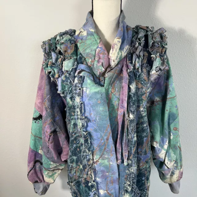 Vtg Susan Rene Scottsdale Artist Retro Oversized Painted Canvas Smock Jacket 2