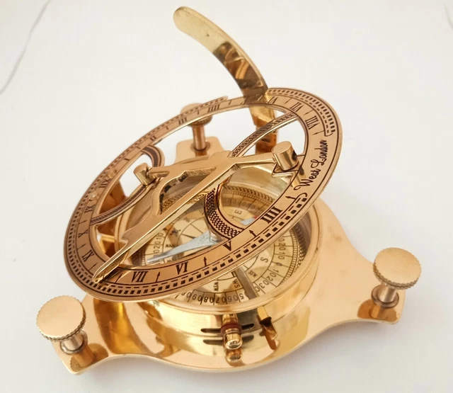 4" Brass Nautical Vintage Style Sundial Directional Compass Maritime Gift Item