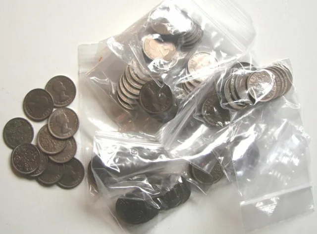 Britain Bag Of Ten Very Collectable  Vintage  Sixpence Coins  All Dated 1954