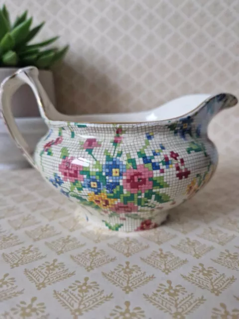 Vintage Royal Winton Grimwades Creamer Chintz Queen Anne Saucer Putcher
