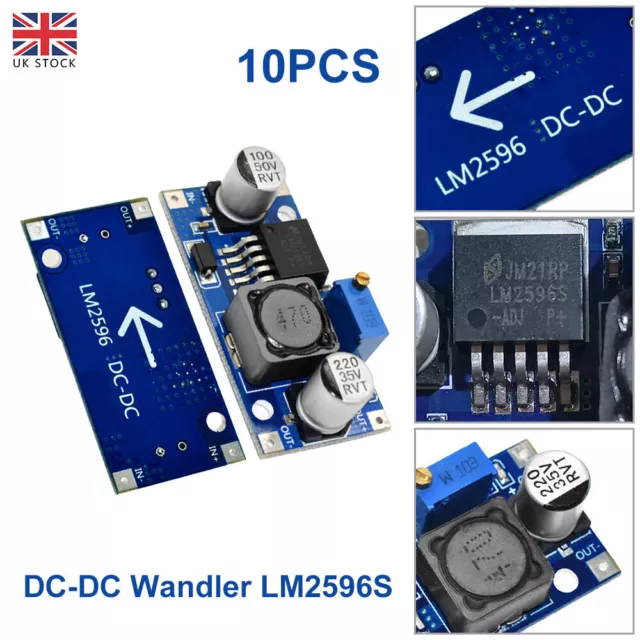10Pcs LM2596 DC-DC Buck Converter Step Down Adjustable Power Supply Module UK