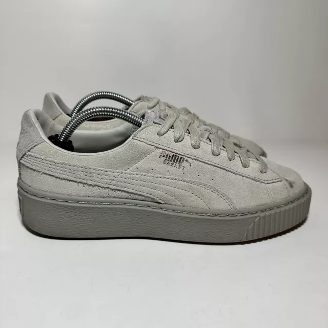 PUMA BASKET PLATFORM RESET Sneakers Gray Womens size 7.5 shoes (03 Box 1)
