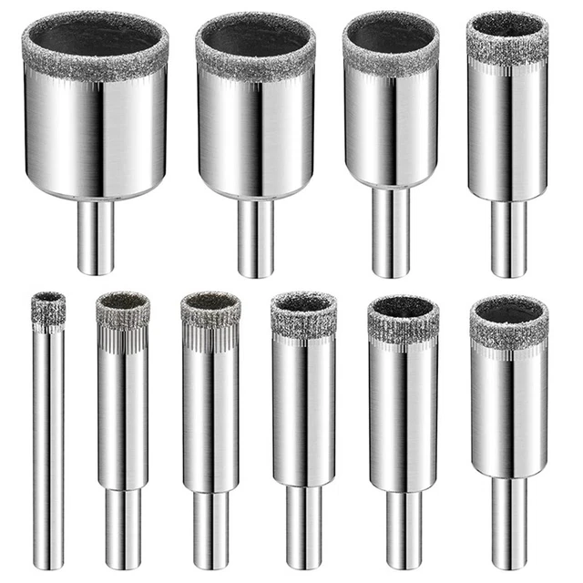 Diamond Drill Bits Set, 10 PCS Diamond Hole Saw Set, Glass Drill Bit for H8G1