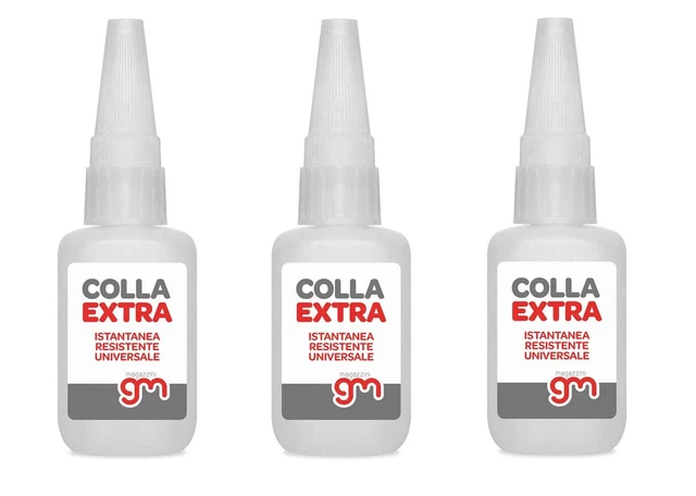MagazziniGM COLLA EXTRA, Adesivo istantaneo resistente universale, 3pz X 20gr