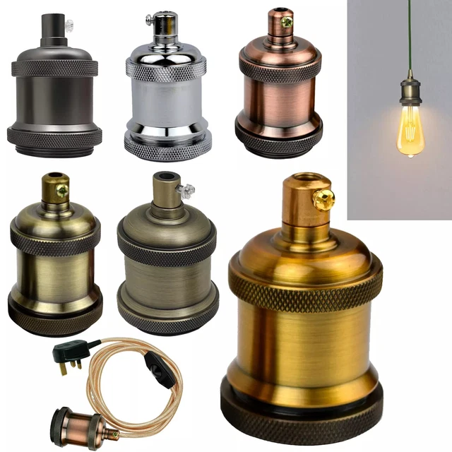 Steckdosenlampe E27 Metall Lampenfassung Industrielle Glühbirnenhalter Antike E27 Fitting E27 Fassung Mit Schalter