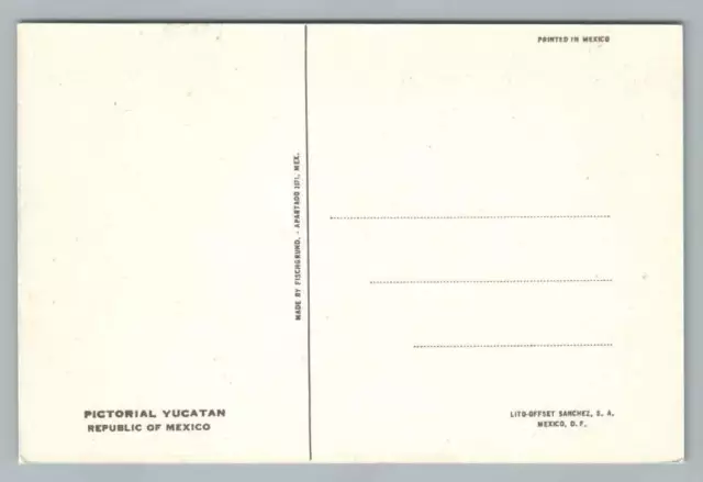Rare Vintage YUCATAN Map Postcard ~ Cozumel Chitchen Itza Merida Mexico ~1950s 2