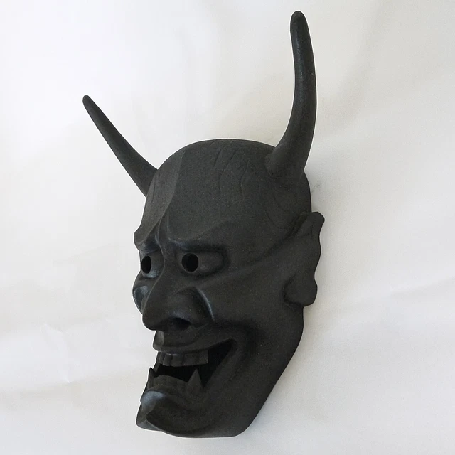 ANTIQUE JAPANESE METAL HANNYA MASK Wall hanging decoration / Oni Noh