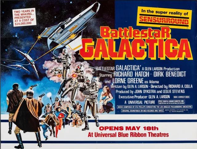 BATTLESTAR GALACTICA 1978 UK Subway Quad poster print 30x40" Dirk Benedict