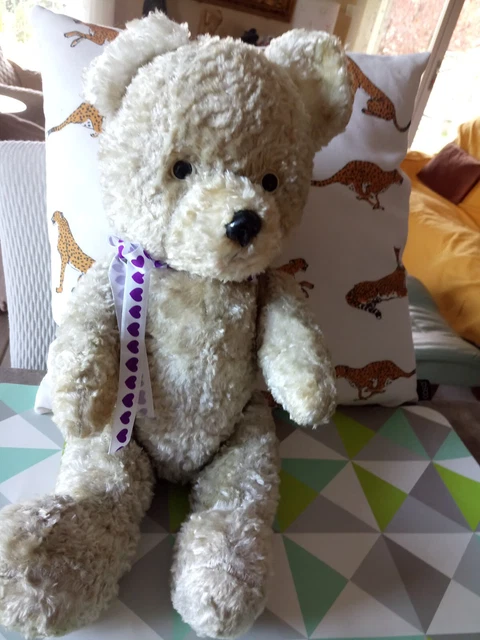 Ours Ancien ADRIEN – Peluche Beige/dorée – 60cm – Bon état