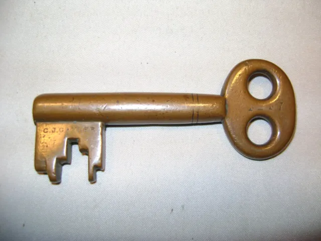 Antique C J Gayler Brass Safe Key
