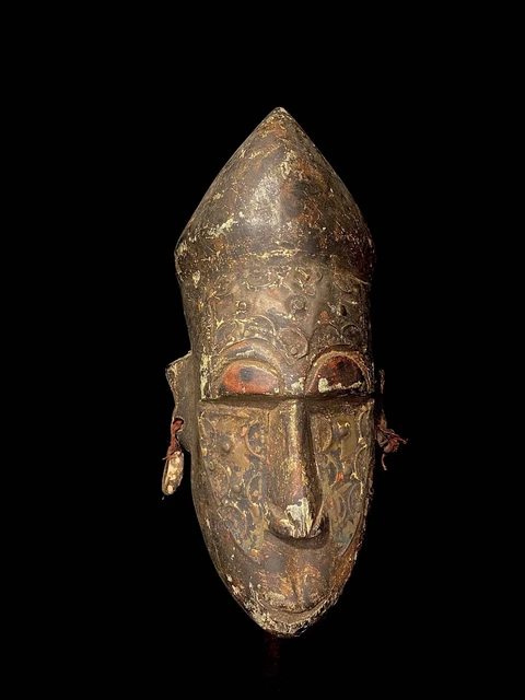 African mask Hand Carved wood Face Tribal antique wall decor  Niger mask-3706